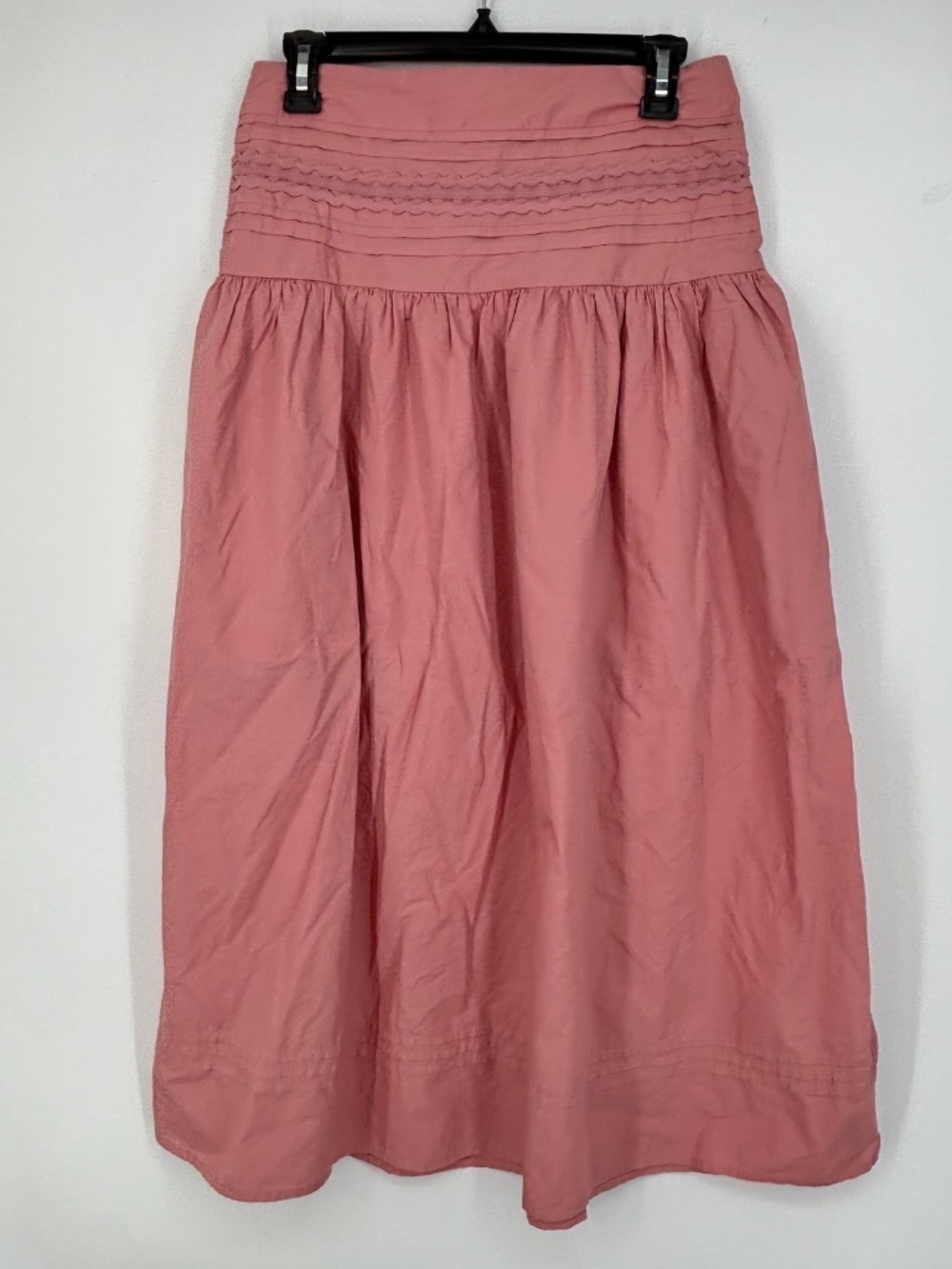 A New Day Womens Medium Pull-On Midi Skirt Blush Pink Smocked Waist Boho - Picture 2 of 9